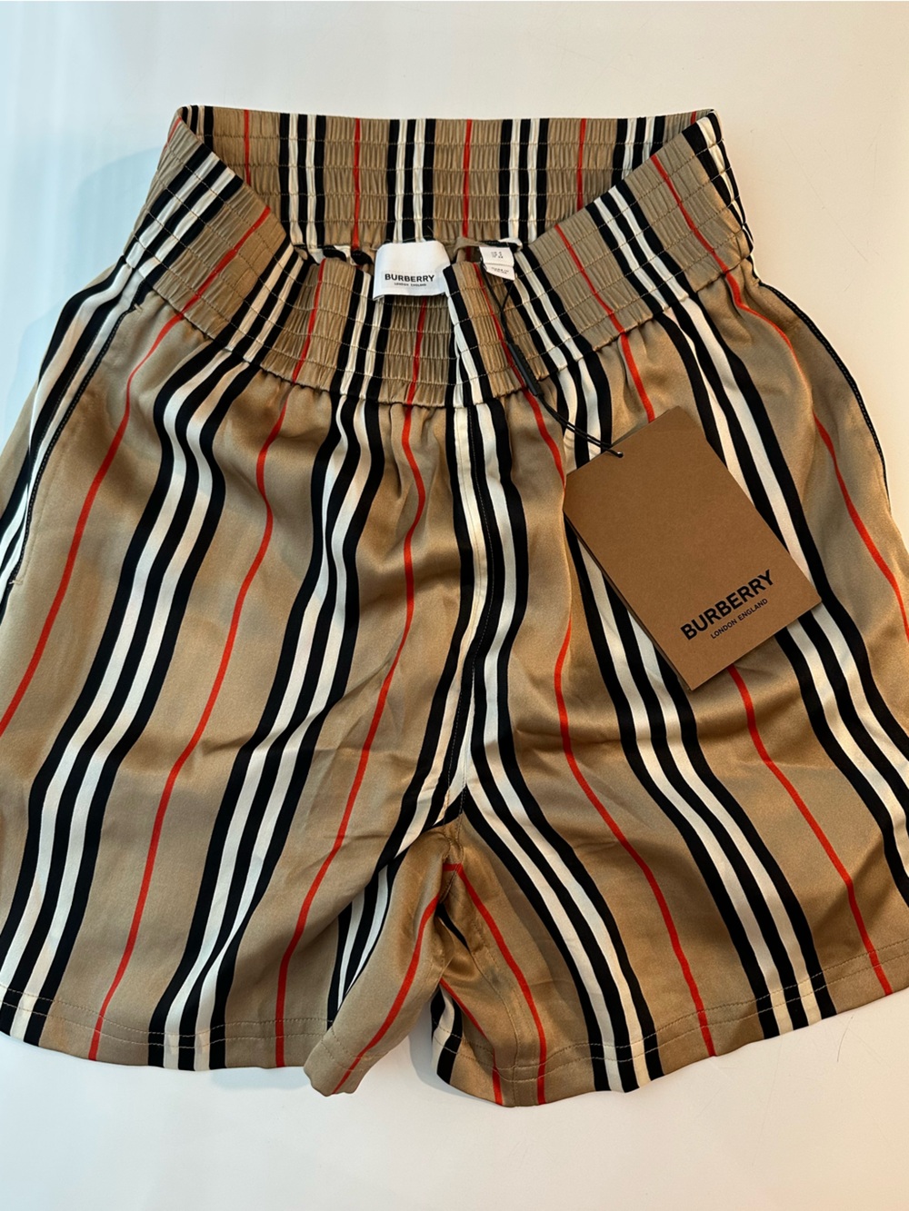 Burberry Icon Stripe Silk Shorts size 4
